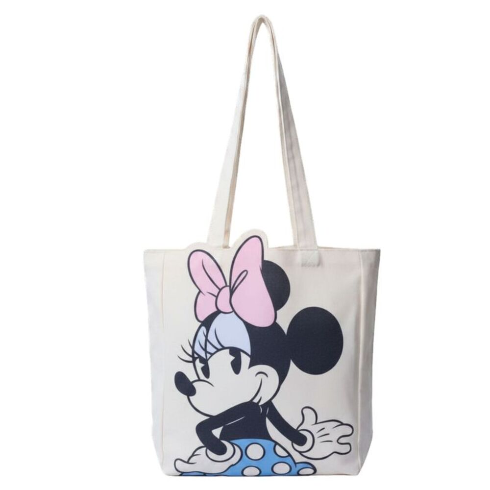 New Disney Minnie Mouse Die-Cut Canvas Tote Bag with Shaped Top